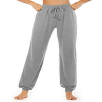 Bayan Yüksek Belli Sweatpants Rahat İpli Yoga dinlenme pantolonu Gevşek Koşu egzersiz cepli pantolon