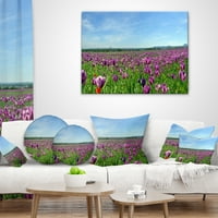 Designart Mor Haşhaş Tarlası Panorama - Çiçekli Kırlent - 12x20