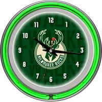 Krom Çift Basamaklı Neon Saat - Şehir - Milwaukee Bucks