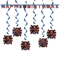Örümcek adam Doğum Günü afiş ve asılı Swirls parti dekorasyon seti, 7 adet