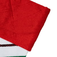 Northlight 18 Kırmızı ve Yeşil Kadife Pullu Şerit Noel Çorabı