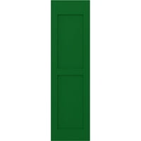 Ekena Millwork 12 W 32 H Americraft İki Eşit Düz Panel Dış Gerçek Ahşap Kepenkler, Viridian Yeşili