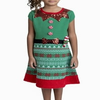 Jolly Kazak Kızlar Noel Yenilik Kazak Elbise, Boyutları 4-16