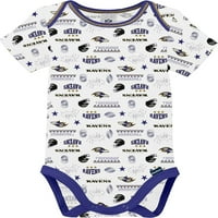 Baltimore Kuzgunları Bebek Kısa Kollu Bodysuits, 3pk