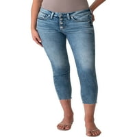 Gümüş Jeans A.Ş. Kadın Suki Mid Rise Skinny Kısa Kot Pantolon, Bel Ölçüleri 24-36
