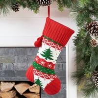 Tatil Zamanı Örgü Kırmızı ve Yeşil Noel Ağacı Noel Çorabı, 18