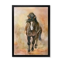Designart 'Güzel Kestane Atının Soyut Portresi II' Çiftlik Evi Çerçeveli Sanat Baskısı