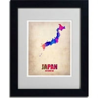 Marka Güzel Sanatlar Japonya Suluboya Haritası Naxart tarafından Keçeleşmiş Çerçeveli Sanat, Siyah Çerçeve