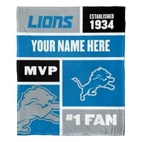 Detroit Lions NFL Colorblock Kişiselleştirilmiş İpek Dokunuşlu Battaniye