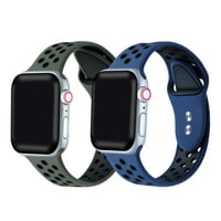 Apple Watch Serisi 1,2,3,4,5,6,7 ve SE Boyutu için Lüks Teknoloji Zeytin Yeşili ve Gece Yarısı Nefes Alabilen Spor