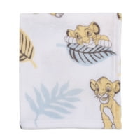 Disney Aslan Kral Sarı, Beyaz Süper Yumuşak Peluş Bebek Battaniyesi, Allover Baskı, Simba, Unisex, Bebek, Peluş Polyester