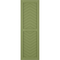 Ekena Millwork 12 W 43 H Gerçek Fit PVC İki Panel Chevron Modern Stil Sabit Montajlı Panjurlar, Yosun Yeşili