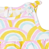 Wonder Nation Bebek Kız Kolsuz Elbiseler ve Bebek Bezi Yatak Örtüsü Seti, 4'lü, Bedenler 0 3 Aylık