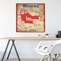 Boston Kırmızı So - Retro Logo Duvar Posteri, 22.375 34