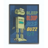 Çocuk Odası tarafından Stupell Bip Bloop Karikatür Robot Çocuk Kreş Tasarım Çerçeveli Duvar Sanatı tarafından Cumartesi