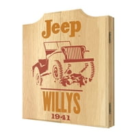 Dart Tahtası dolap seti-Jeep Willys Kırmızı Dart Tahtası Oyunu İçerir Çelik İpucu Dart, Çetele ve Asılı Ahşap Dolap