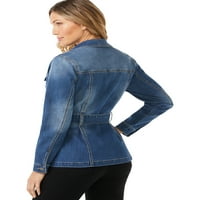 Sofia Vergara'dan Sofia Jeans Fırfır Etekli Kadın Kuşaklı Kot Ceket