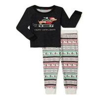 Derek Kalp Dachshund Tatil Eşleşen Aile Noel Pijama Toddler Unise Pijama Seti, 2 Parça, boyutları Months-5T