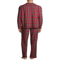 Derek Kalp Eşleşen Aile Yılbaşı Pijama erkek Çentik Yaka Ekose Pijama Takımı, 2 parça