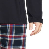 Hanes Erkek ve Büyük Erkek Comfortsoft Uzun Kollu Mürettebat ve Pamuklu Pazen Pijama Pantolon Seti, 2 Parça
