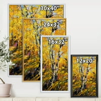 Huş ağacı sarı sonbahar ahşap orman çerçeveli resim tuval sanat baskı