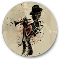 Designart 'Caz Trompet Çalan Kız' Modern Daire Metal Duvar Sanatı - 23'lü Disk