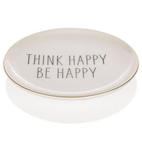 Ev Dekor Koleksiyonu 6 Mutlu Düşün Yuvarlak Biblo Tabağı, Beyaz