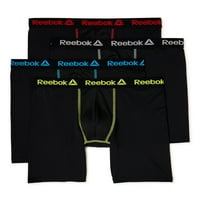 Reebok Erkek Performans Orta Bacak Boxer Külot, 4'lü Paket