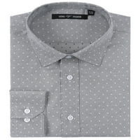 Verno erkek Baskılı Pocky Dot Klasik Fit Uzun Kollu Elbise Gömlek