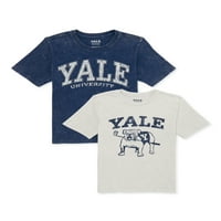 Yale Üniversitesi Erkek Retro Grafikli Tişört, 2'li Paket, 4-18 Beden