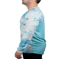 Realtree Erkek Uzun Kollu Jersey Geri Dönüşümlü Polyester UPF Koku Kontrolü Kristal Mavi Teal Performans Tee-2XL