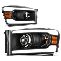 Ledkingdomus LED DRL Projektör Farlar Meclisi ile Uyumlu Dodge Ram 2006-Dodge Ram Far Değiştirme Siyah Konut Amber