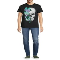 Mizah erkek ve Büyük erkek Çiçek Kafatası grafikli tişört