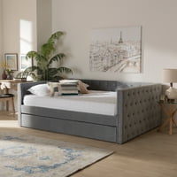 Baxton Studio Larkin Çağdaş Döşemeli Tekerlekli Daybed, Tam, Gri