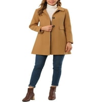 Benzersiz pazarlık kadın yaka yakalı palto tek göğüslü uzun Kış Ceket