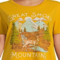 Zaman ve Tru Kadın Smoky Mountains Kısa Kollu Grafikli Tişört, Beden S-3XL