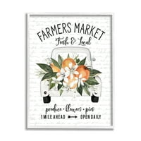 Stupell Industries Çiftçi Pazarı Portakal Çiçeği Kamyon Yükü Rustik Tabela Grafik Sanatı Beyaz Çerçeveli Sanat Baskı