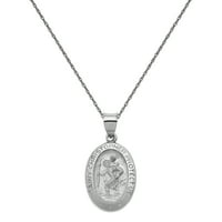 Primal Altın Karat Beyaz Altın Cilalı ve Saten St. Christopher Madalya Kolye Zinciri ile