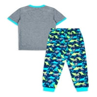 Jellifish Çocuk Boys Kısa Kollu Üst ve Jogger Pantolon Pijama Uyku Seti, Boyutları 4-16