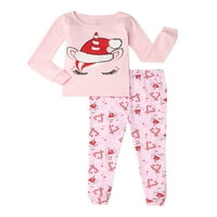Çocuk Yeri Bebek ve Yürümeye Başlayan Kız Çocuk Baskılı Pijama, 2 Parça Set