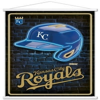 Kansas City Royals - Manyetik Çerçeveli Neon Kask Duvar Posteri, 22.375 34