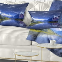 Designart 3D İşlenmiş Dağlar ve Göl - Manzara Baskılı Kırlent - 16x16
