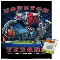 Houston Texans - İtme Pimleri ile Uç Bölge Duvar Posteri, 14.725 22.375