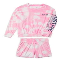 Justice Girls 2'li Uzun Kollu Salon Sweatshirt ve Kısa Pijama Takımı, Beden 5-18