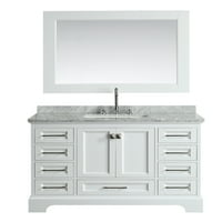 Tasarım Öğesi Omega 48 Carrara Mermer Tablalı Beyaz Tek Lavabo Banyo Vanity Seti