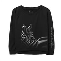 Zenzee'den Kadın Zebra Grafik Kazak Sweatshirt