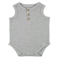 Modern Anlar Gerber Erkek Bebek Henley T-Shirt Şort ve Kolsuz Bodysuits, 6 Parça Kıyafet Seti