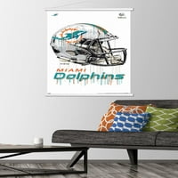 Miami Dolphins - Ahşap Manyetik Çerçeveli Damla Kask Duvar Posteri, 22.375 34