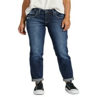 Gümüş Jeans A.Ş. Kadın Erkek Arkadaşı Orta Rise ince bacak Kot Pantolon, Bel Ölçüleri 24-36