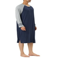 Benzersiz Pazarlık erkek Gecelikler Kontrast Renk Henley Pijama Gecelik